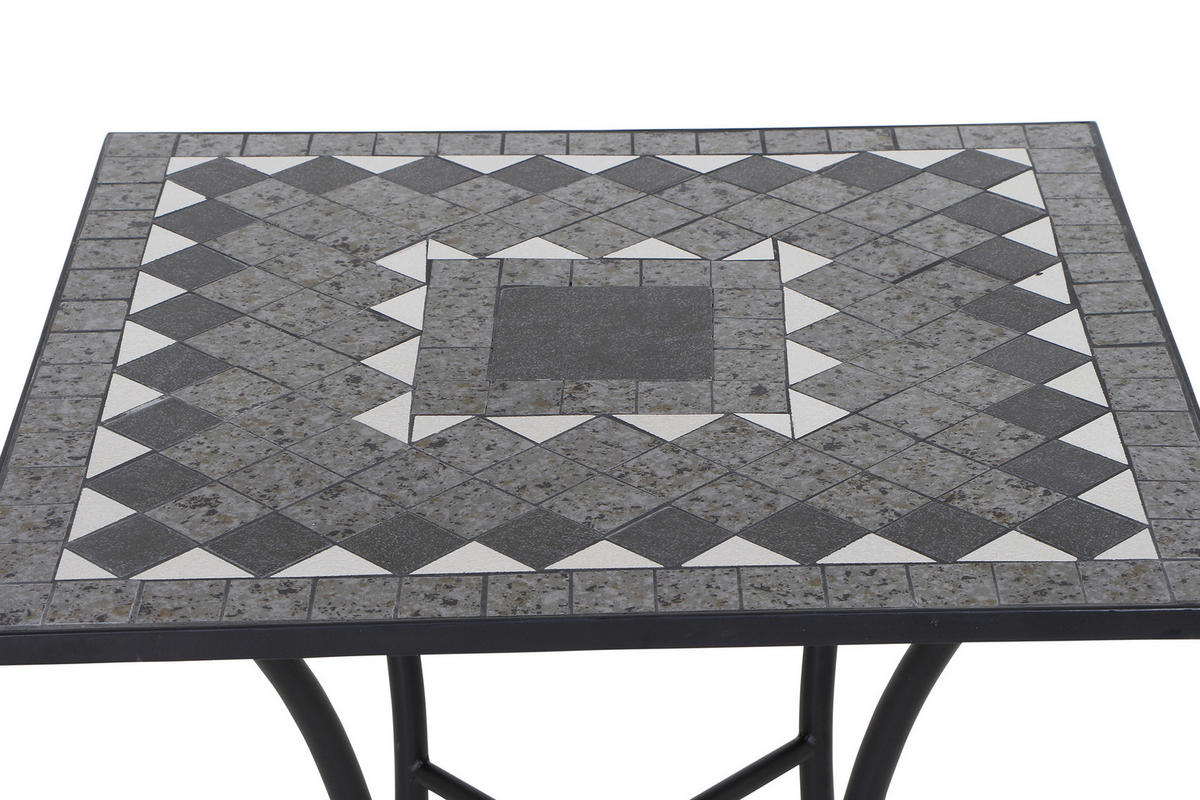 GARTENTISCH 64/64/71 cm Metall, Keramik quadratisch  - Schwarz, KONVENTIONELL, Keramik/Metall (64/64/71cm) - Siena Garden