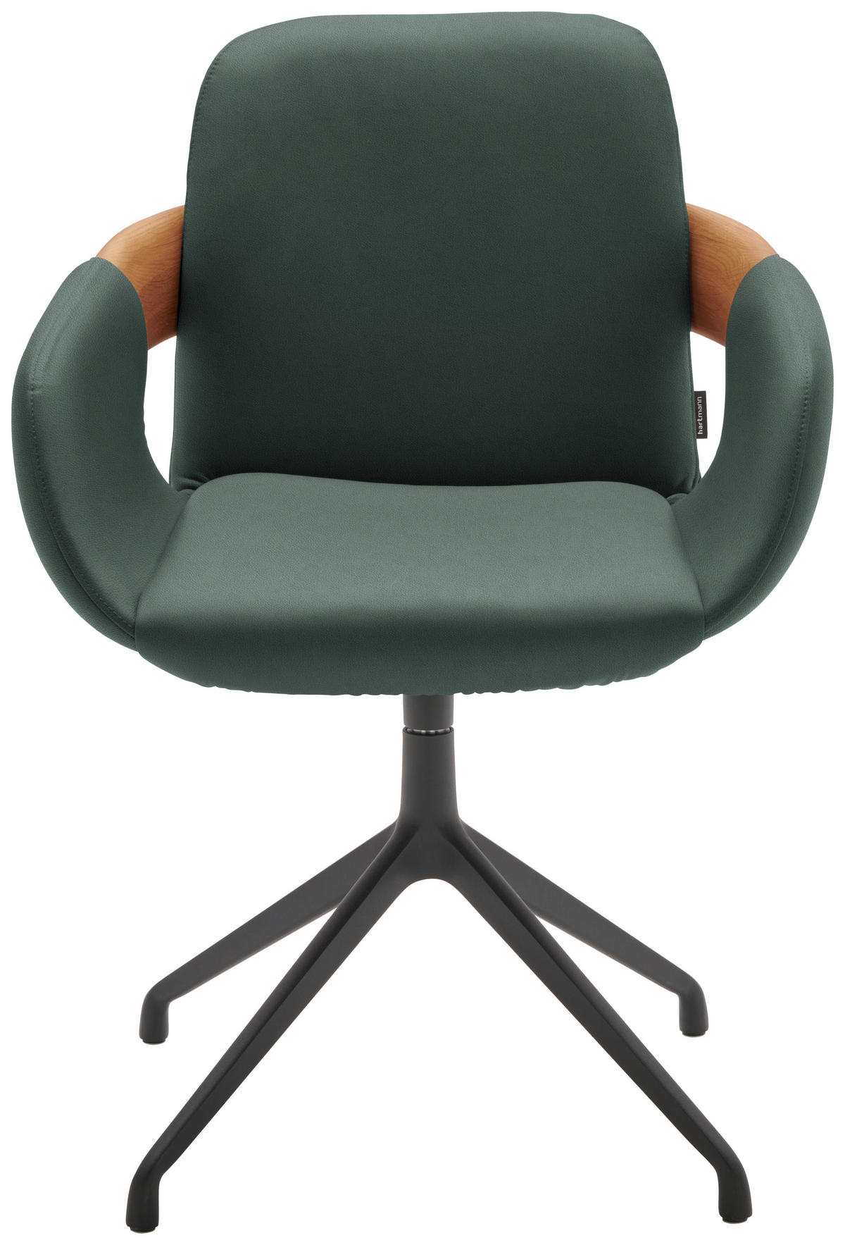 ARMLEHNSTUHL  Lederauswahl, Stoffauswahl, Typenauswahl, Sitzfläche 360° drehbar  Echtleder  - Dunkelgrün/Eichefarben, Natur, Leder/Holz (60/86/60cm) - Valnatura