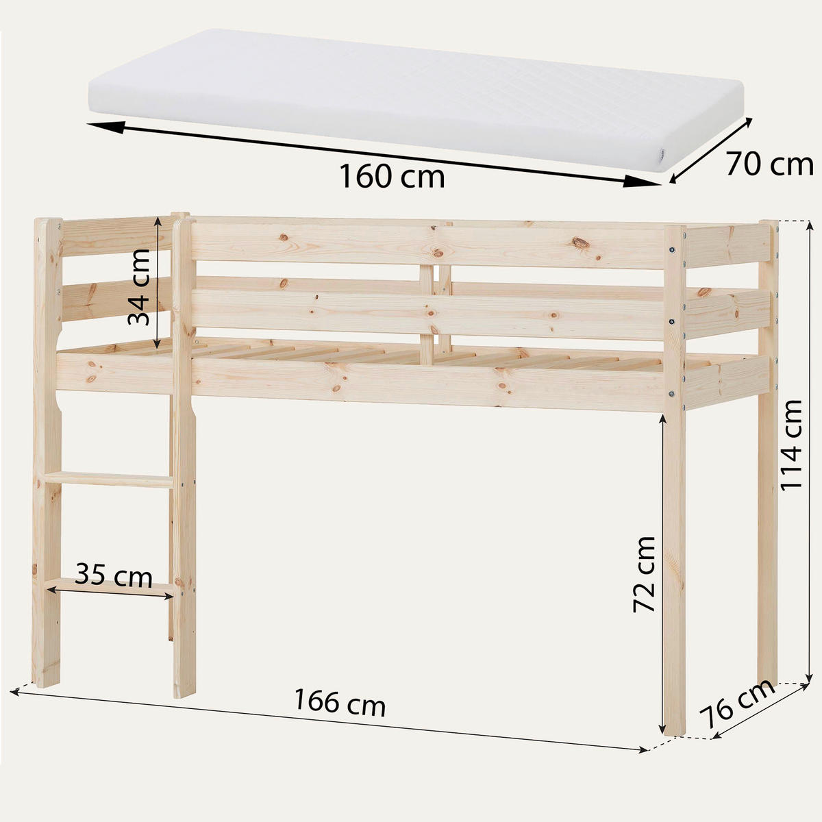 HOCHBETT 70/160 cm  - Naturfarben/Kieferfarben, MODERN, Holz (70/160cm) - MID.YOU
