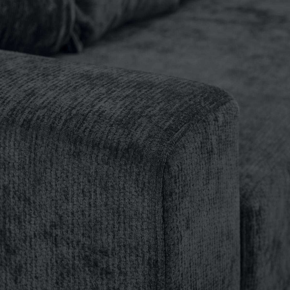 WOHNLANDSCHAFT Dunkelgrau Chenille  - Dunkelgrau/Schwarz, KONVENTIONELL, Kunststoff/Textil (183/311/140cm) - Ti'me