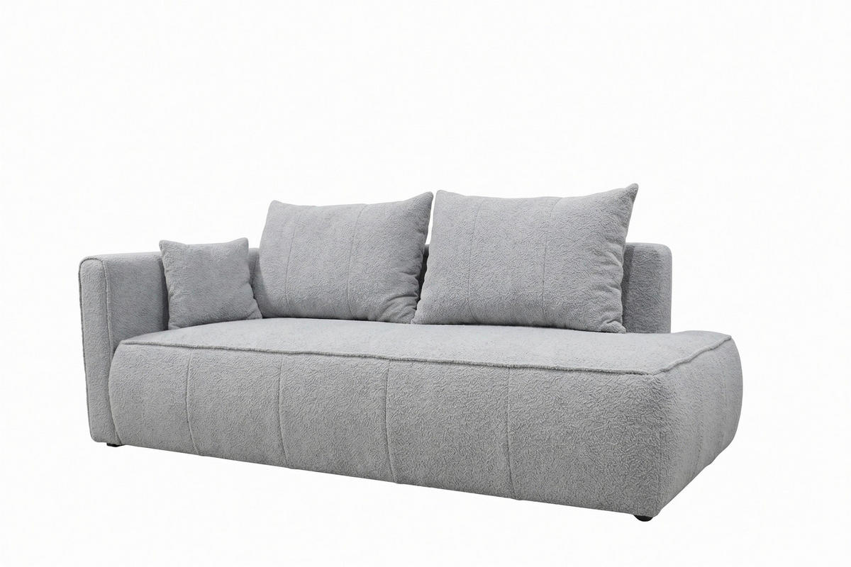 RÉCAMIERE HEVIA in Bouclé Hellgrau  inkl.  - Hellgrau/Schwarz, Design, Kunststoff/Textil (98/97/235cm) - MID.YOU