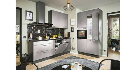 ECKKÜCHE 220/120 cm in Graphitfarben, Schwarz, Grau - Hellgrau/Schwarz, Design, Holzwerkstoff/Metall (220/120cm) - Xora
