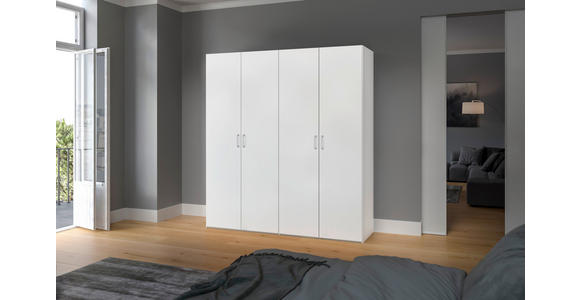 DREHTÜRENSCHRANK in Weiß - Chromfarben/Weiß, Design, Holzwerkstoff (203/195/59cm) - Carryhome