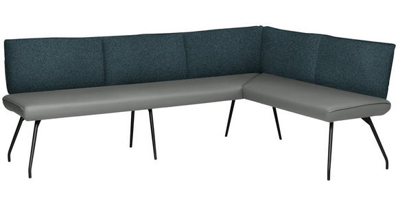 ECKBANK 225/165 cm  in Graublau  - Graublau/Schwarz, Design, Textil/Metall (225/165cm) - Moderano