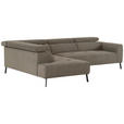 ECKSOFA Graubraun Feincord  - Graubraun/Schwarz, Design, Textil/Metall (205/280cm) - Xora
