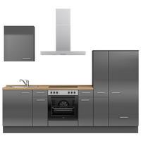 KÜCHENBLOCK 270 cm   in Eichefarben, Schieferfarben  - Schieferfarben/Edelstahlfarben, MODERN, Holzwerkstoff/Metall (270cm) - Nobilia