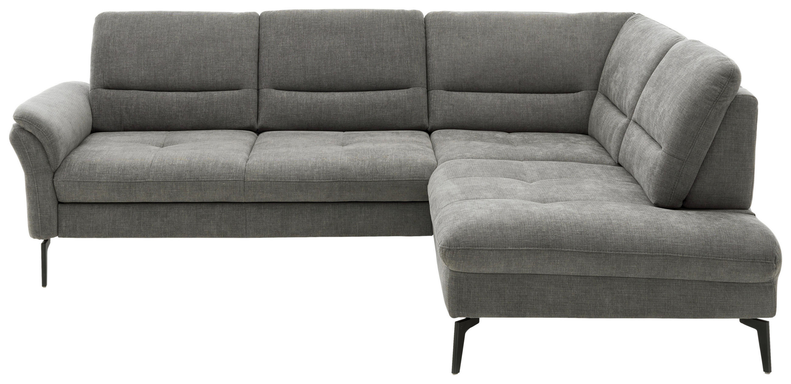 ECKSOFA Grau Webstoff  - Schwarz/Grau, Design, Textil/Metall (256/206cm) - Beldomo System