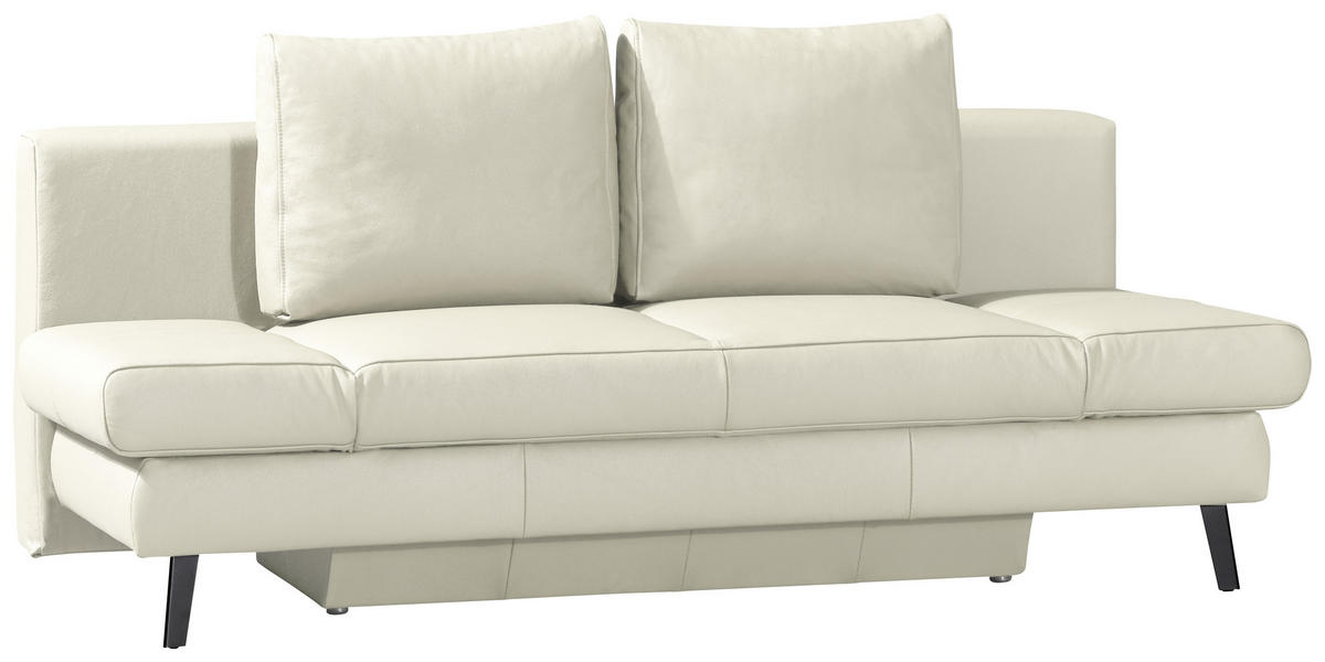 SCHLAFSOFA in Echtleder Naturfarben  - Schwarz/Naturfarben, Design, Leder/Metall (200/85/90cm) - Novel