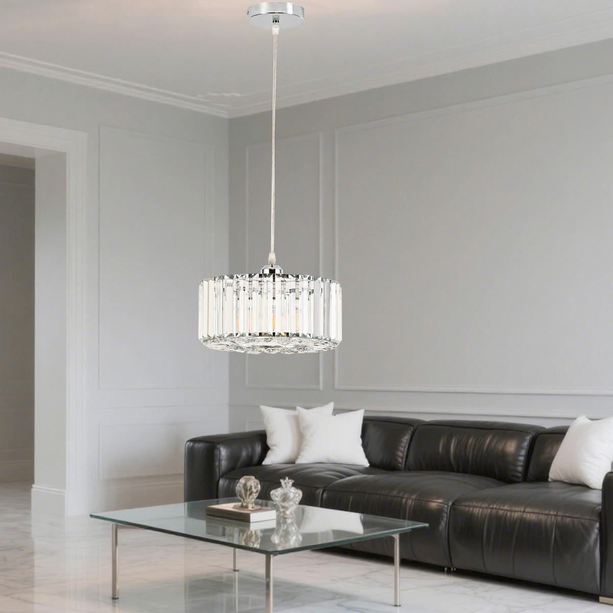 HÄNGELEUCHTE  - Chromfarben, Design, Glas (120/27.5/27.5cm)