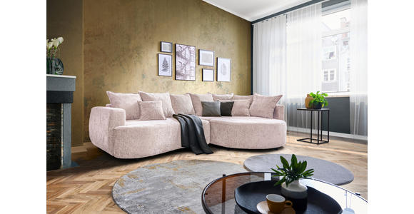 ECKSOFA Beige Chenille - Beige/Schwarz, Design, Kunststoff/Textil (307/194cm) - Carryhome
