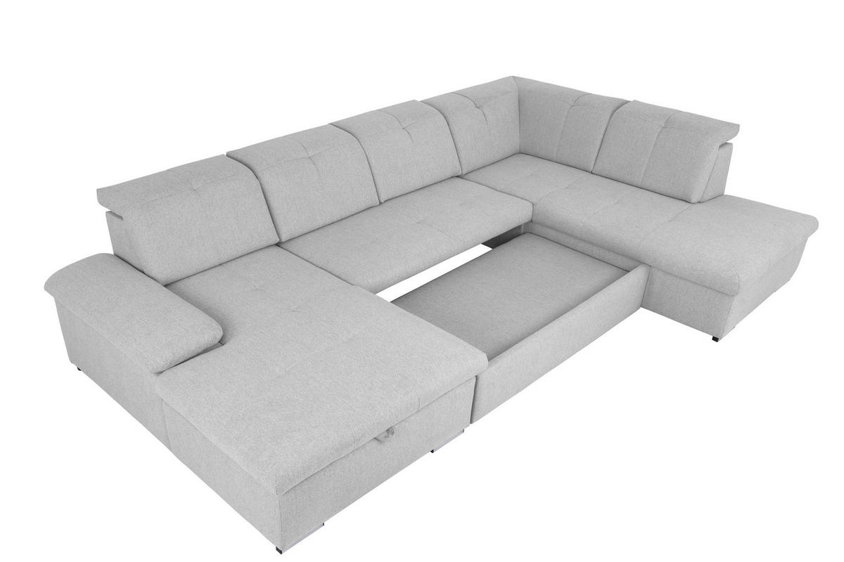 WOHNLANDSCHAFT Hellgrau  - Hellgrau/Grau, Design, Textil/Metall (173/328/215cm) - MID.YOU