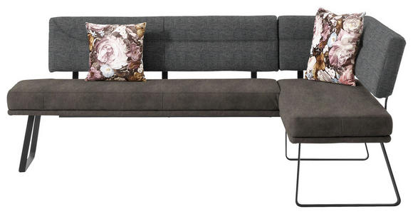 ECKBANK 225/169 cm in Schwarz, Dunkelgrau - Dunkelgrau/Schwarz, Design, Textil/Metall (225/169cm) - Dieter Knoll