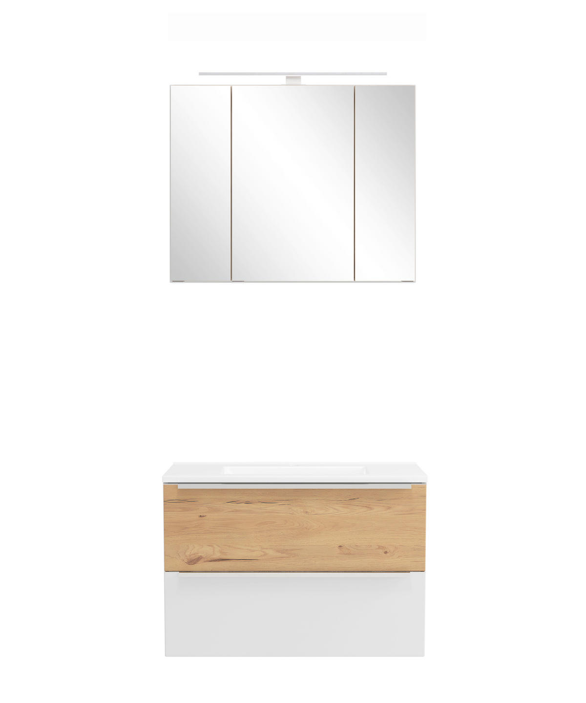 BADEZIMMER 2-teilig  in  - Wildeiche/Edelstahlfarben, Trend, Glas/Holzwerkstoff (80/200/47cm) - Held