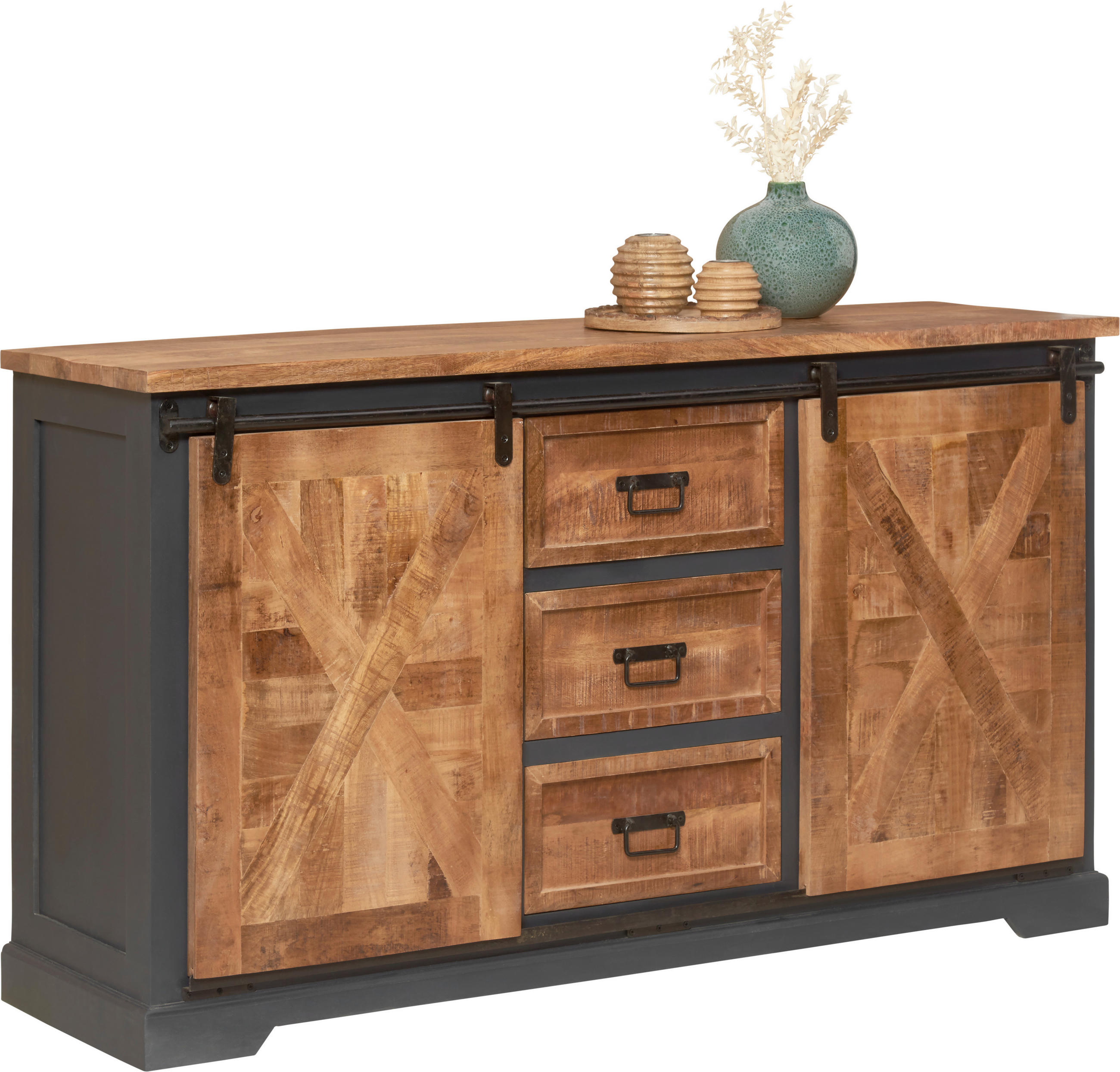 SIDEBOARD 150/85/45 cm  in Grau, Naturfarben, Schwarz  - Schwarz/Naturfarben, LIFESTYLE, Holz/Holzwerkstoff (150/85/45cm) - MID.YOU