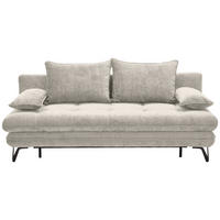 SCHLAFSOFA Samt Creme  - Creme/Schwarz, Design, Textil/Metall (205/79-96/85cm) - Novel