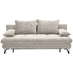 SCHLAFSOFA Italia Samt Creme  inkl. Rückenkissen, Armlehnenkissen, Schlaffunktion, Rücken echt  - Creme/Schwarz, Design, Textil/Metall (205/79-96/85cm) - Novel