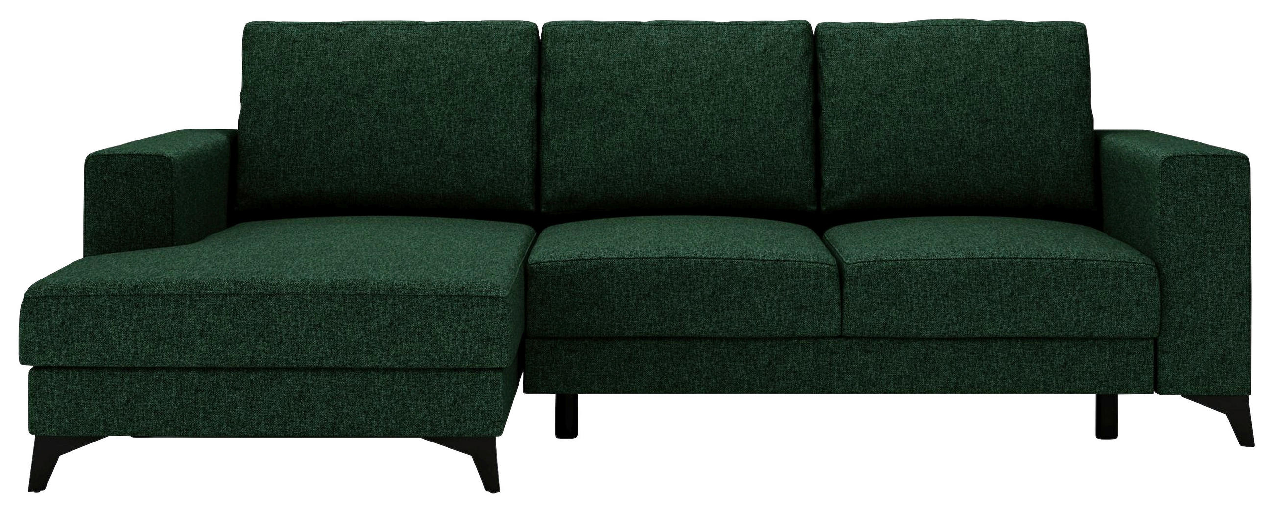 ECKSOFA  in Flachgewebe Grün  156/244 cm  - Schwarz/Grün, Design, Textil/Metall (156/244cm) - Livetastic