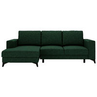 ECKSOFA Flachgewebe Grün  - Schwarz/Grün, Design, Textil/Metall (156/244cm) - Livetastic