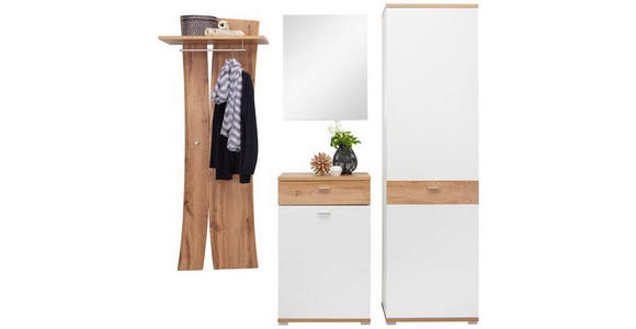 GARDEROBE 4-teilig in 205/205/40 cm - Eichefarben/Weiß, Design, Holzwerkstoff (205/205/40cm) - Carryhome