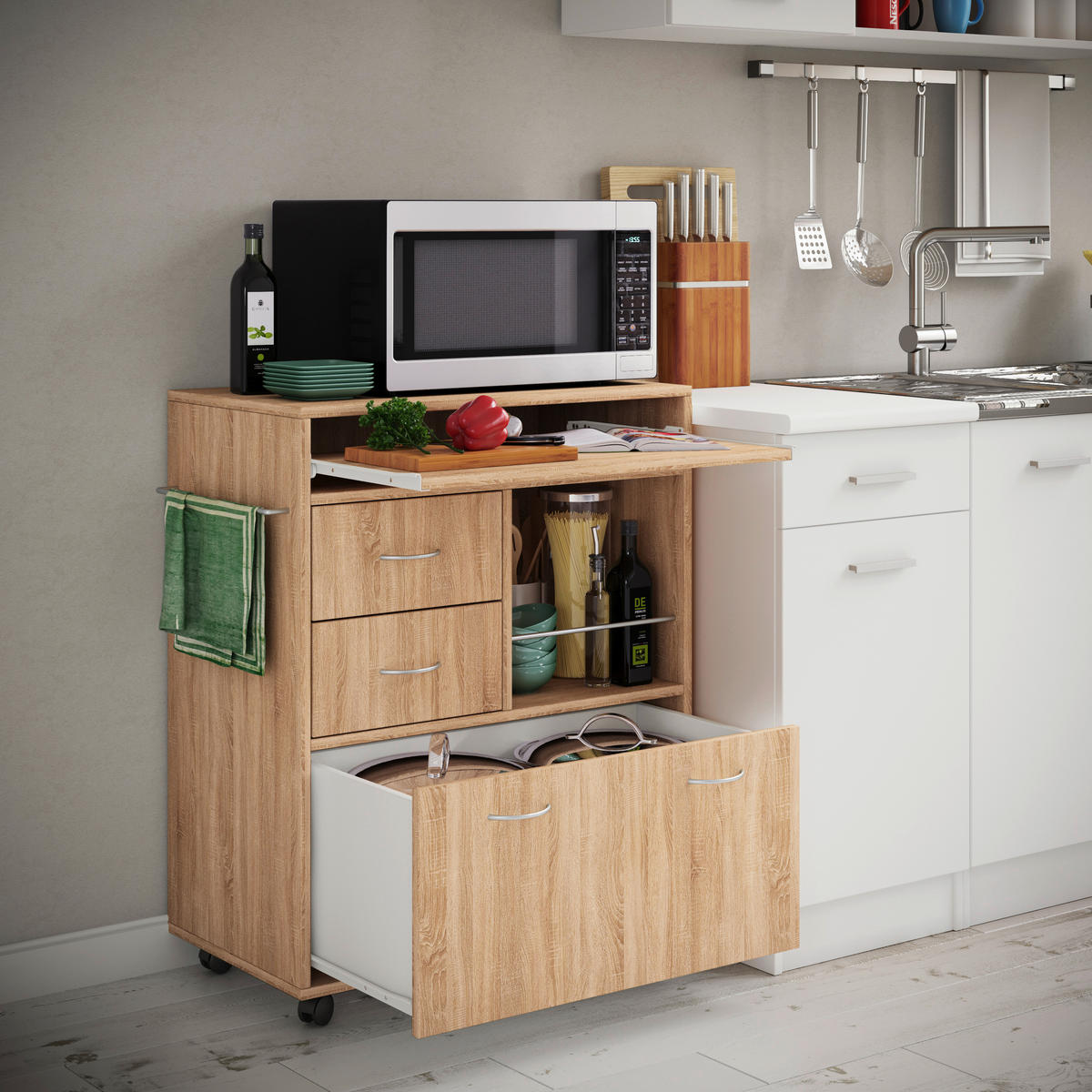 ALLZWECKWAGEN 70/40/86 cm  - Sonoma Eiche, Design, Holzwerkstoff/Kunststoff (70/40/86cm) - MID.YOU
