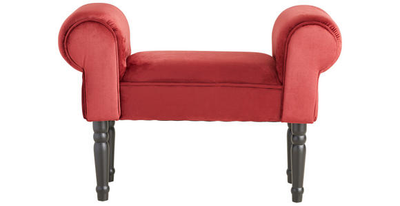 HOCKER Samt Kiefer Schwarz, Weinrot - Weinrot/Schwarz, Trend, Holz/Textil (76/54/30cm) - Xora