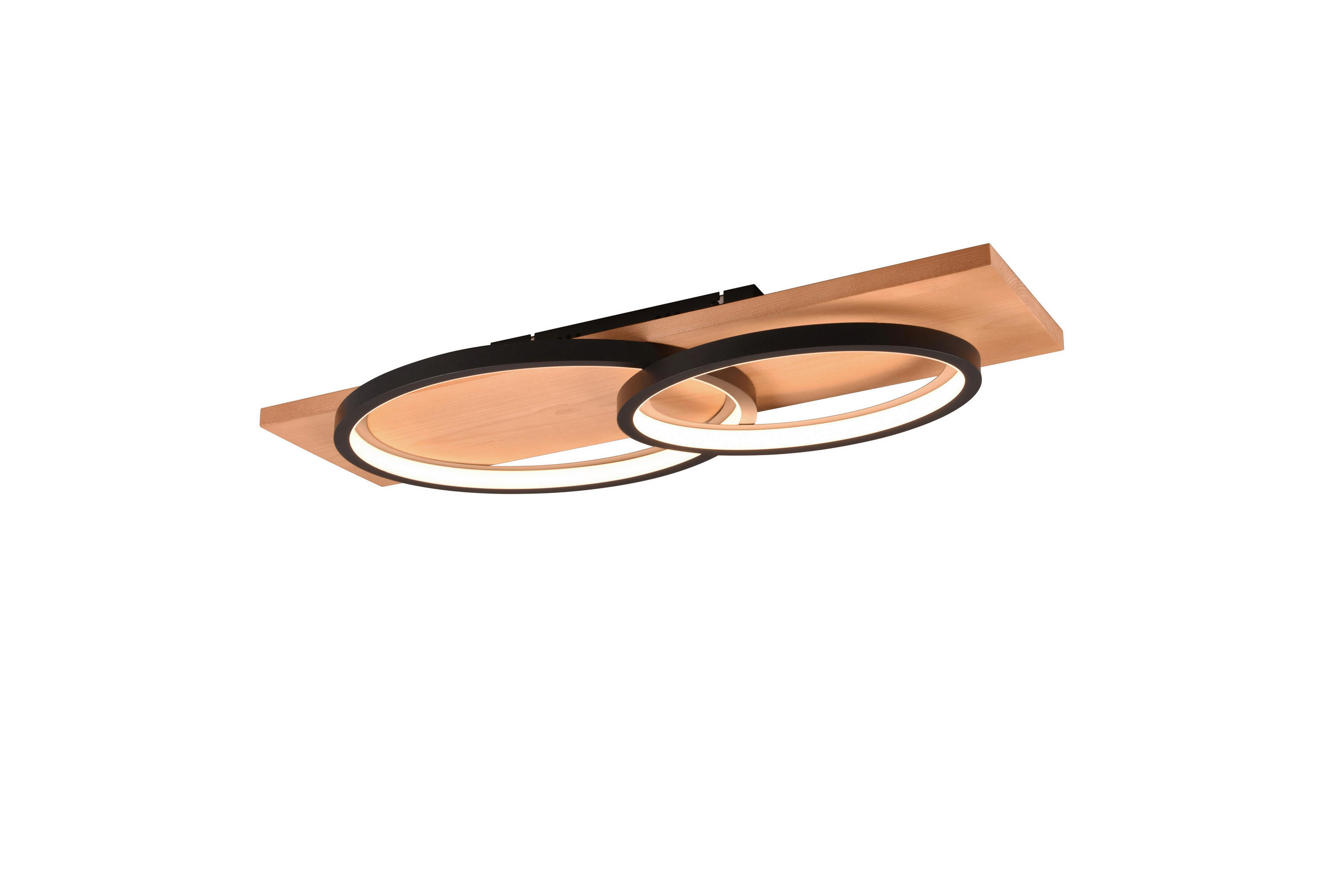 LED-DECKENLEUCHTE    75/33/10 cm  - Schwarz/Braun, Basics, Holz/Metall (75/33/10cm) - Trio Leuchten