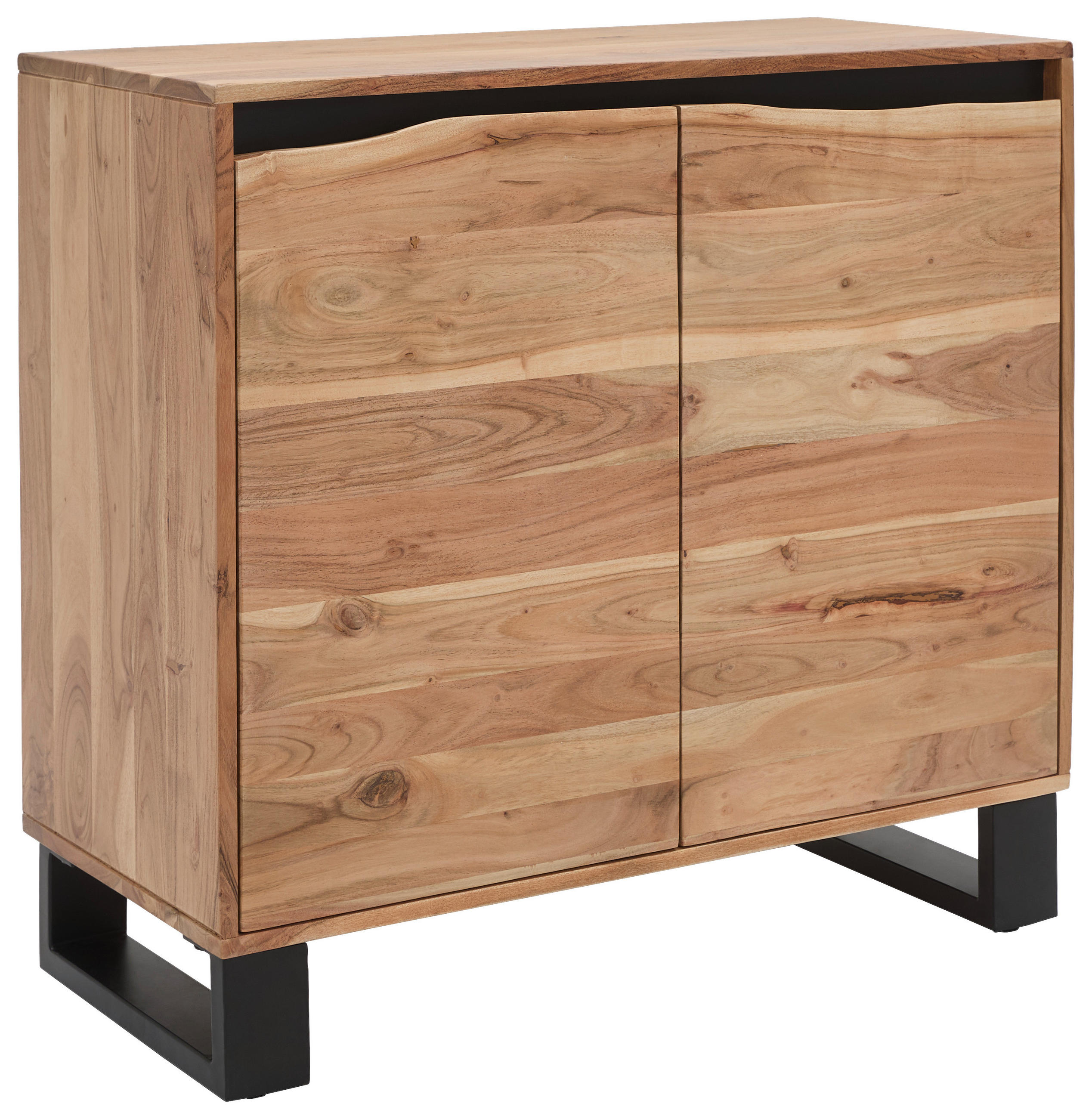 ŠIROKÁ KOMODA, akácia, čierna, farba akácie, 85/80/40 cm - čierna/farba akácie, Design, kov/drevo (85/80/40cm) - Livetastic