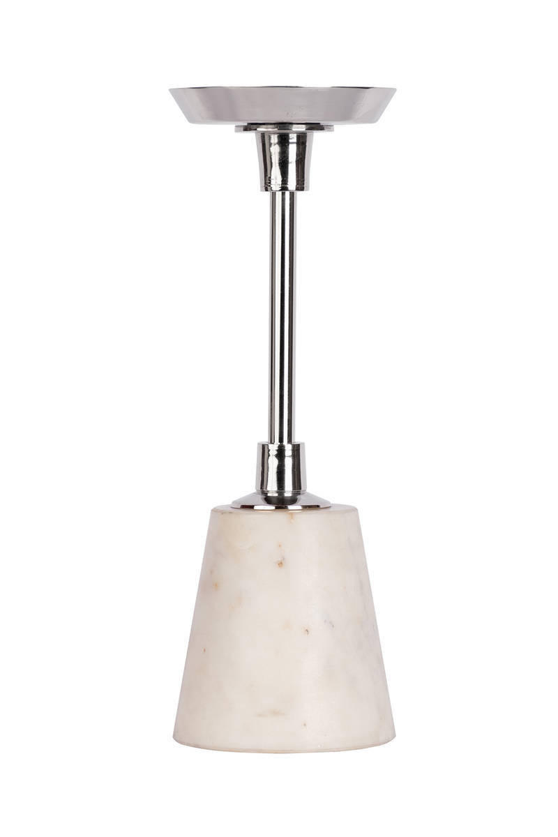 KERZENHALTER - Silberfarben/Weiß, Trend, Stein/Metall (10/30/10cm) - Kayoom