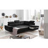 ECKSOFA in Mikrofaser Schwarz  256/209 cm  - Chromfarben/Schwarz, KONVENTIONELL, Textil/Metall (256/209cm) - Livetastic