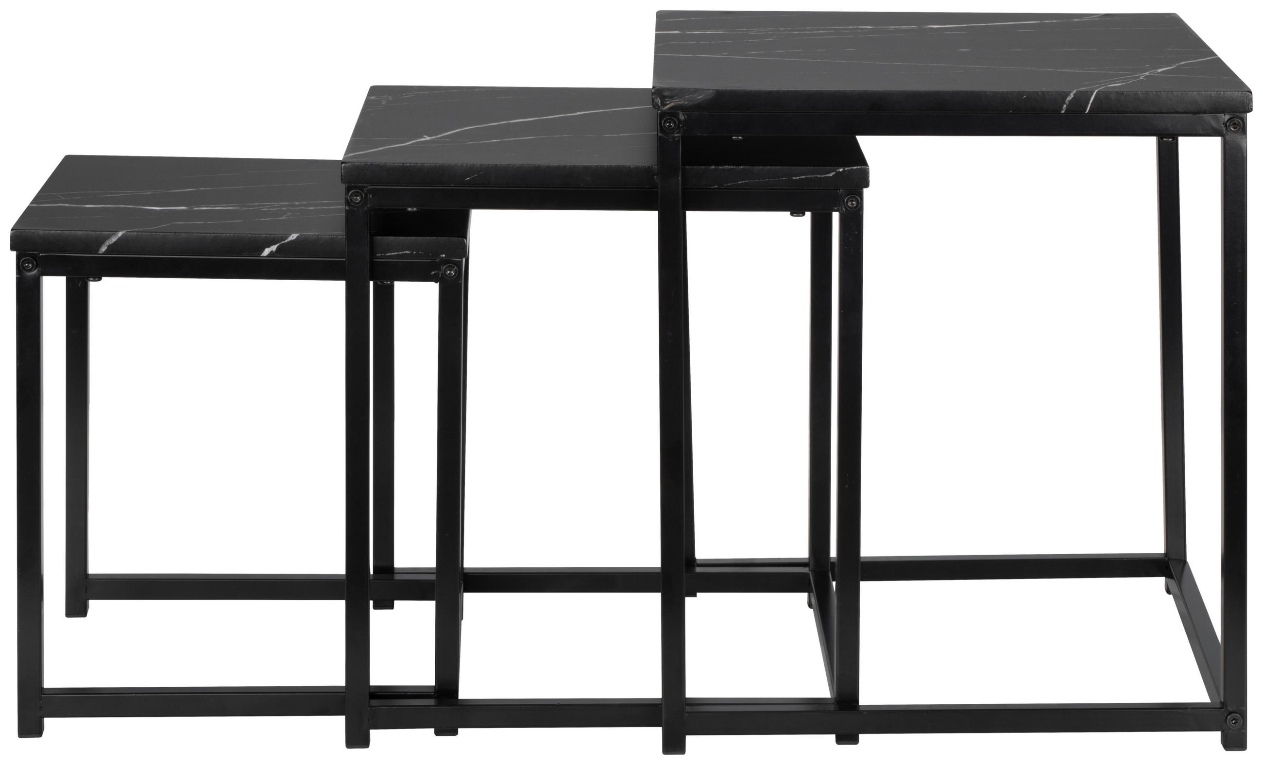 SATZTISCH quadratisch Schwarz  - Schwarz, Design, Holzwerkstoff/Metall - MID.YOU