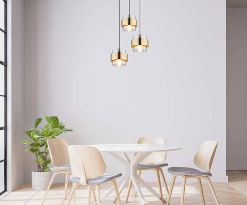 HÄNGLAMPA 45/120 cm  - klar/mässingsfärgad, Design, metall/glas (45/120cm) - Globo
