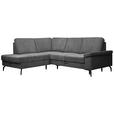ECKSOFA Anthrazit Velours Bettkasten, Sitzvorzug  - Anthrazit/Schwarz, KONVENTIONELL, Textil/Metall (206/253cm) - Venda