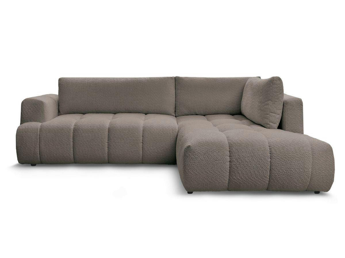 ECKSCHLAFSOFA FUJI Bouclé Taupe  inkl.  - Taupe/Schwarz, MODERN, Kunststoff/Textil (282/204cm)