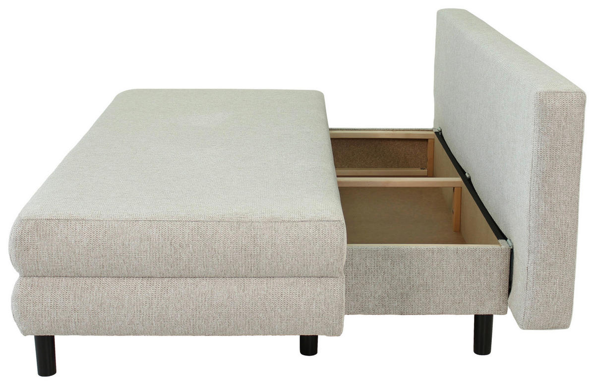 SCHLAFSOFA Webstoff Taupe  - Taupe/Schwarz, Design, Textil/Metall (197/84/92,5cm) - home24