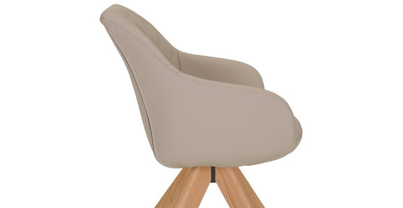 ARMLEHNSTUHL  Typenauswahl, Sitzfläche 360° drehbar, automatische Rückholfunktion  Echtleder  - Beige/Naturfarben, Design, Leder/Holz (60/83/65cm) - Landscape
