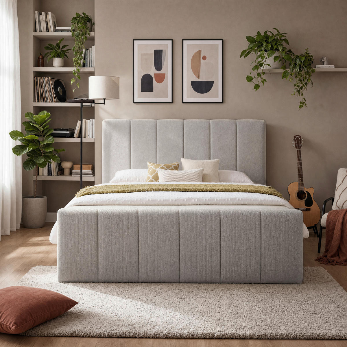 BOXBETT 180/200 cm,  in Grau, gepolstertes Kopfteil, Bettkasten, Topper, Matratzen, H3 + H3 = fest  - Schwarz/Grau, Basics, Kunststoff/Textil (180/200cm) - Chameo