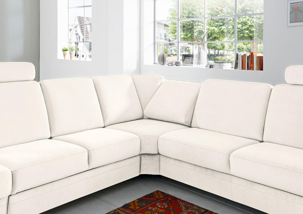 ECKSOFA in Flachgewebe Naturfarben, Beige  289/269 cm  - Beige/Alufarben, KONVENTIONELL, Textil/Metall (289/269cm) - Beldomo System