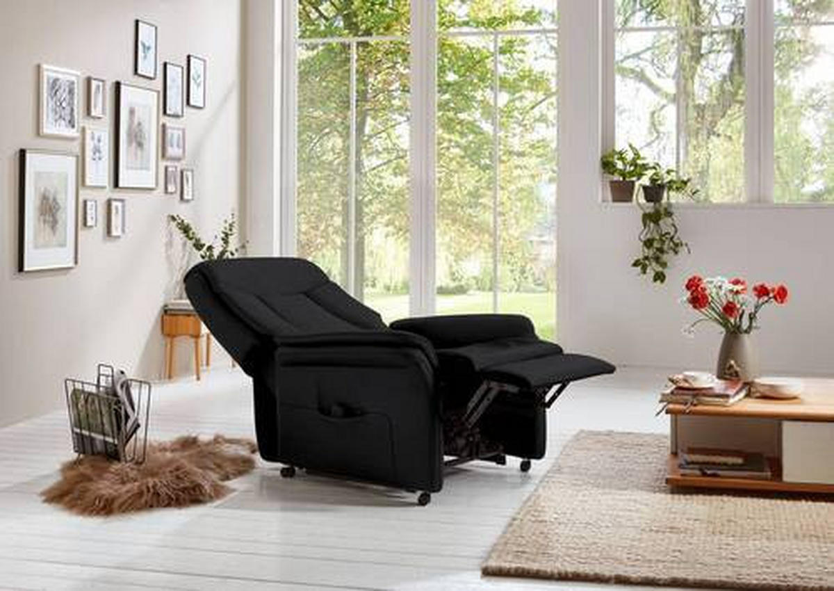FERNSEHSESSEL in Schwarz  - Schwarz, Konventionell, Leder/Kunststoff (80/107/84cm) - Valdera