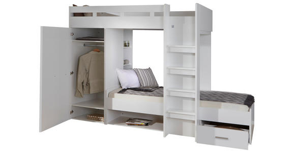 ETAGENBETT 90/200 cm Weiß  - Weiß, KONVENTIONELL, Holzwerkstoff (90/200cm) - Carryhome