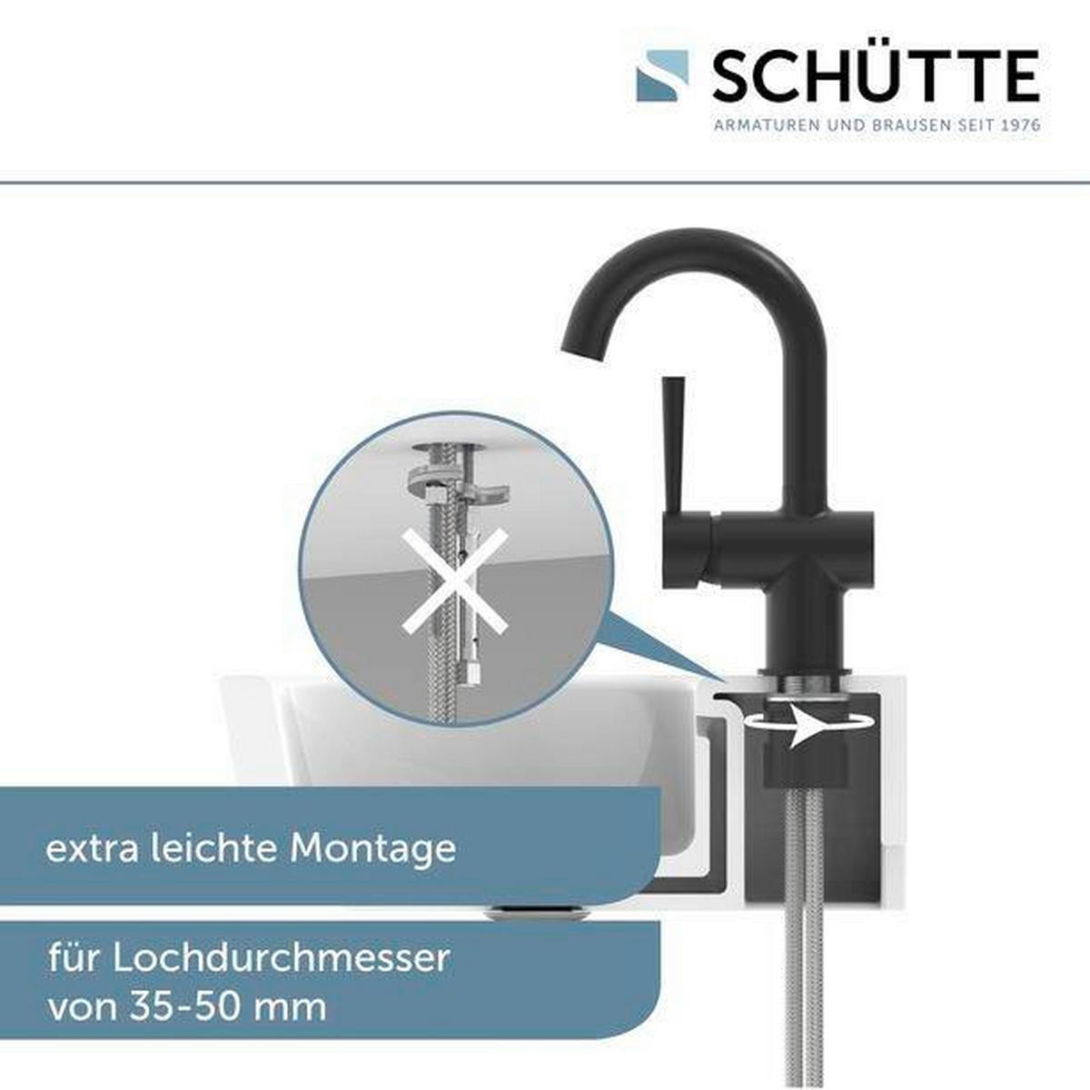 WASCHTISCHARMATUR CORNWALL  - Schwarz, Basics, Metall (15/25,7/12,5cm) - Schütte