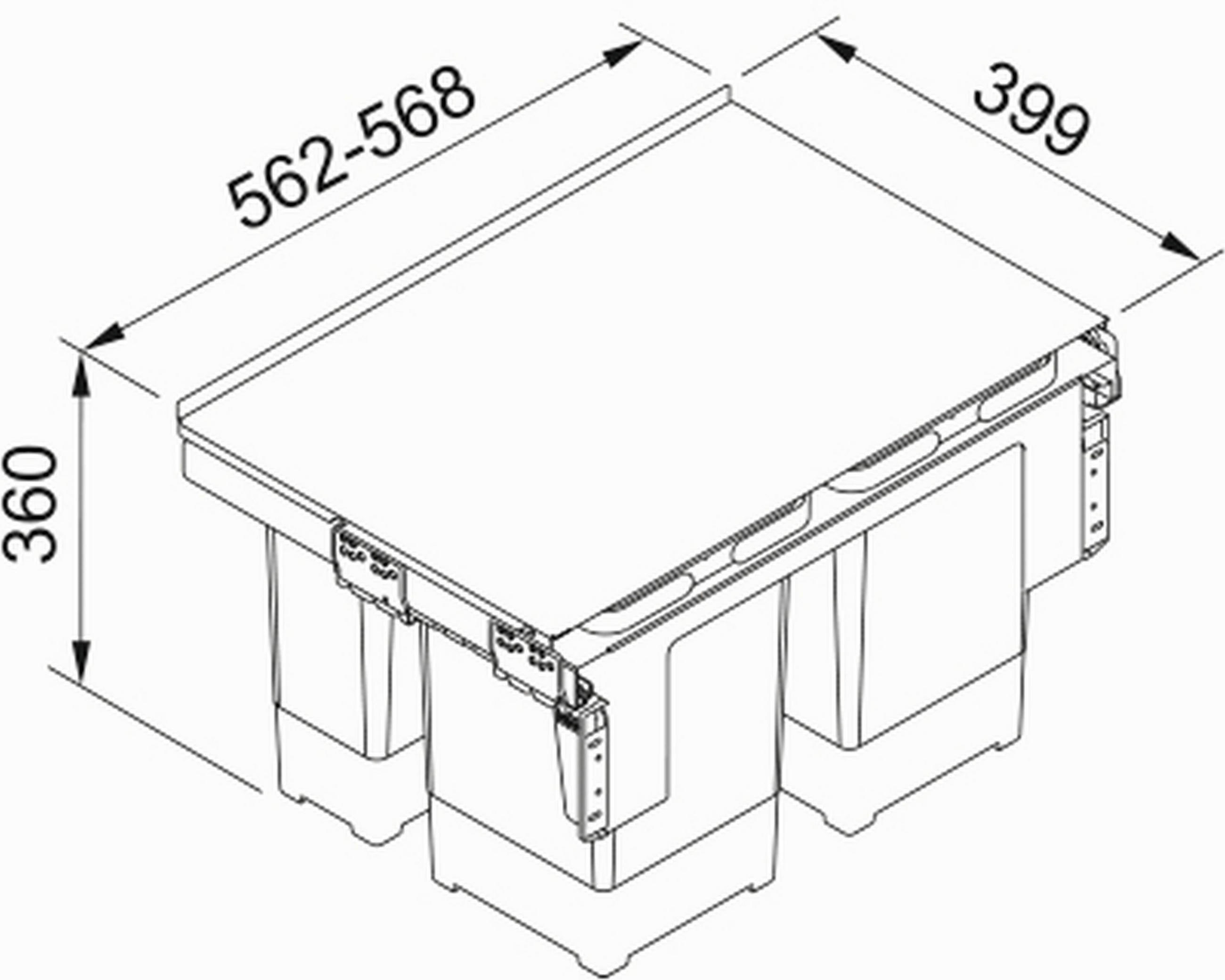 EINBAUABFALLSAMMLER 2 x 8L/ 2 x 12 L  - Edelstahlfarben/Grau, Basics, Kunststoff/Metall (56,2-56,8/36,0/39,9cm) - Franke