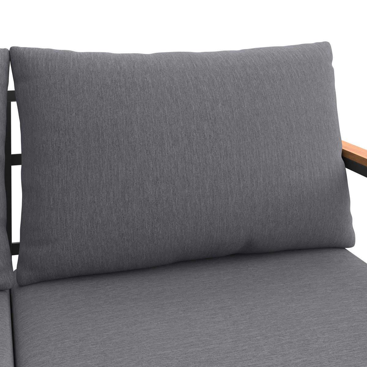 LOUNGEGARNITUR 3-teilig   Akazie Stahl  - Weiß/Grau, MODERN, Holz/Textil - Beldano