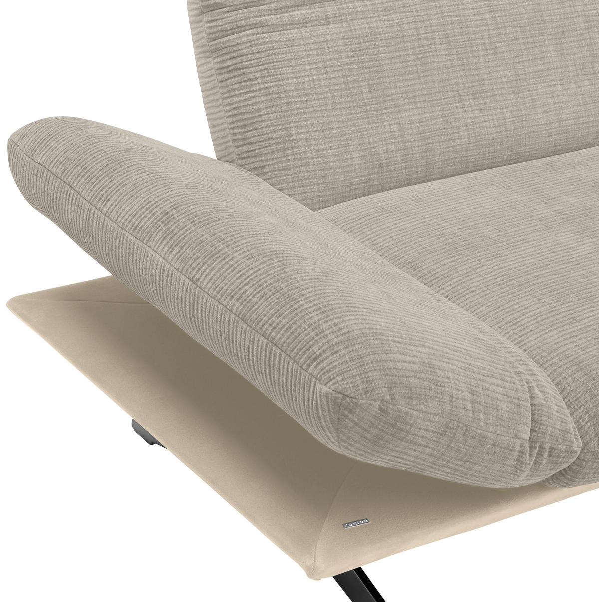 ECKSOFA in Flachgewebe Greige, Graubraun  209/277 cm  - Edelstahlfarben/Greige, Design, Textil/Metall (209/277cm) - Koinor
