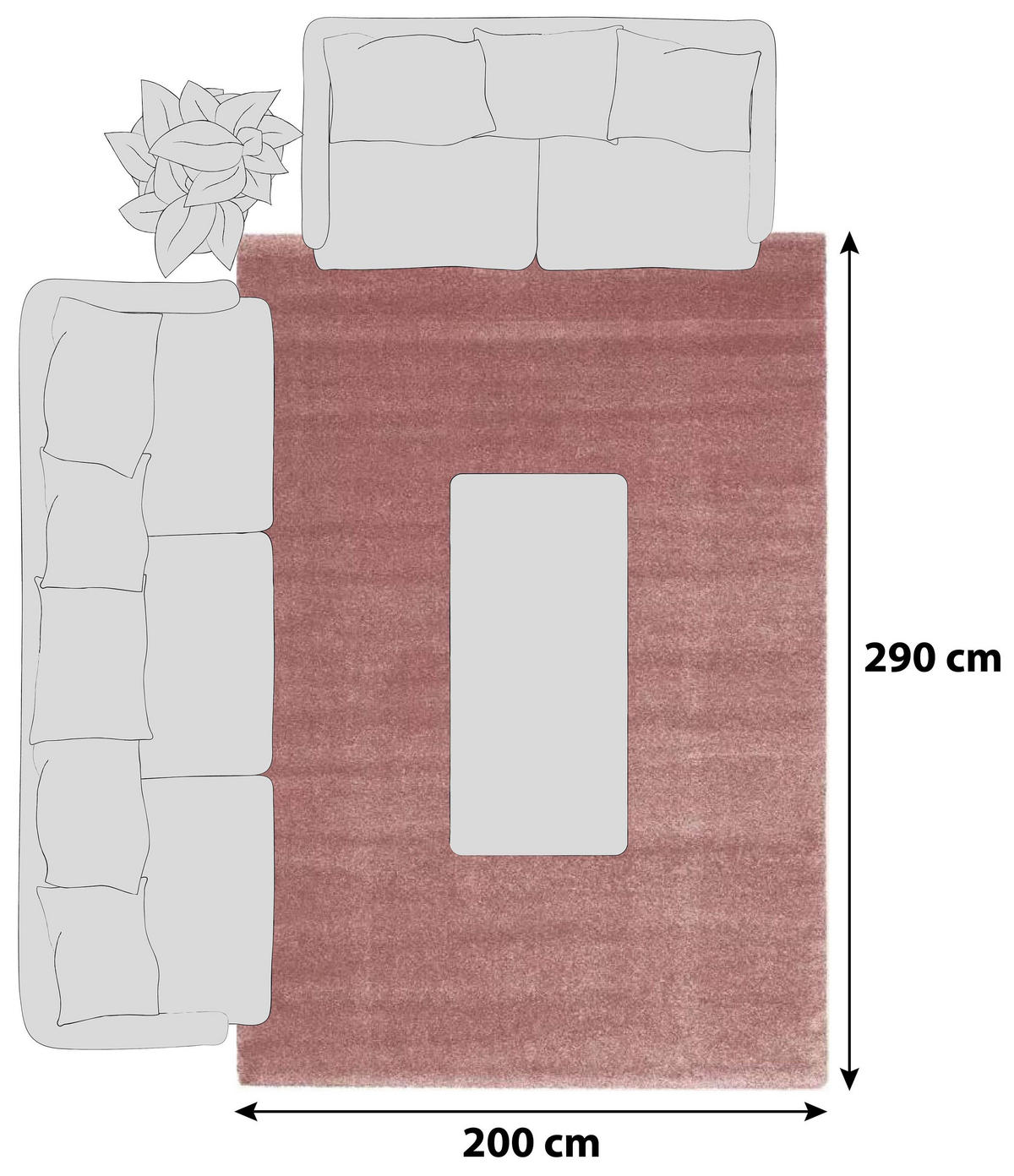 HOCHFLORTEPPICH 200/290 cm Bellevue Hellrosa  - Hellrosa, Basics, Textil (200/290cm) - Novel