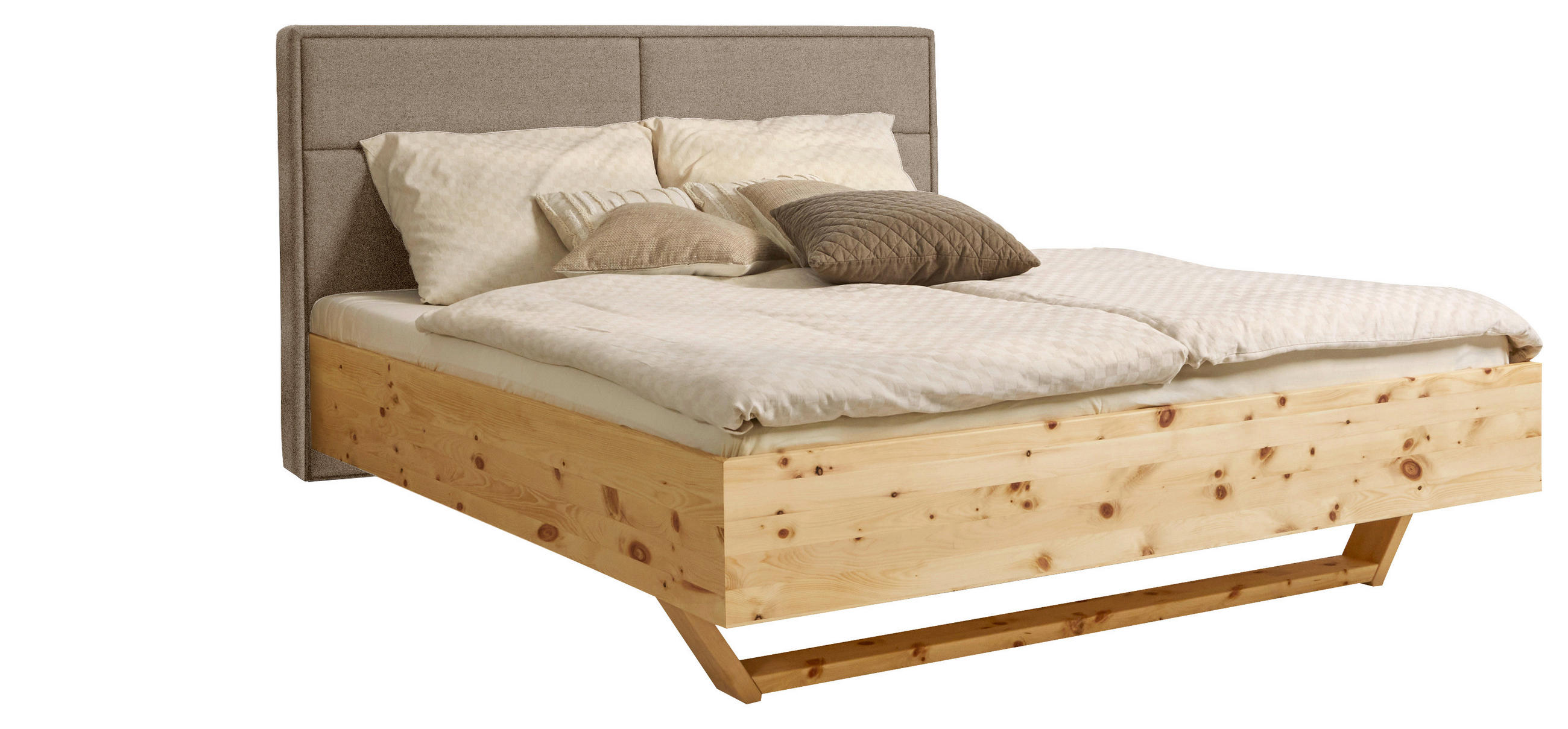 BETT 200/200 cm  in Zirbelkieferfarben, Dunkelbraun  - Zirbelkieferfarben/Dunkelbraun, Natur, Holz/Textil (200/200cm) - Valnatura