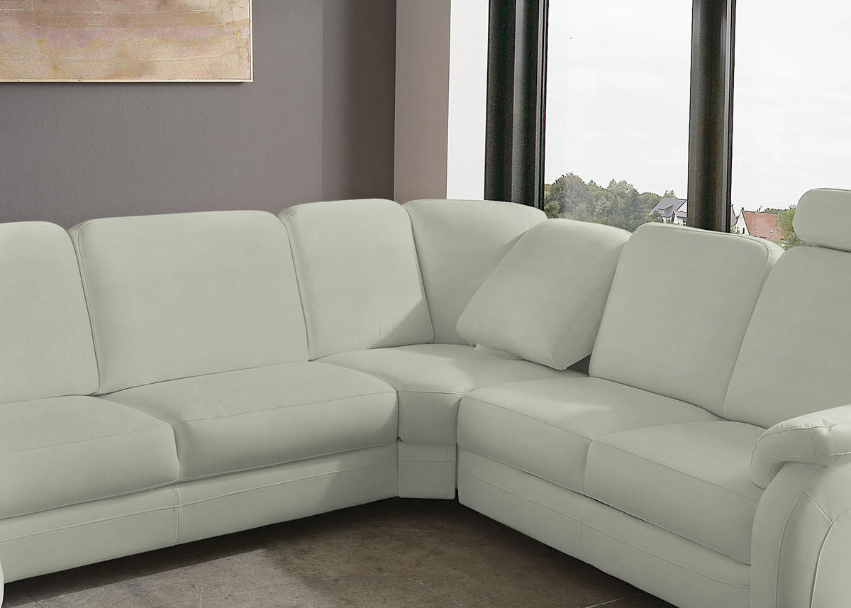WOHNLANDSCHAFT  in Echtleder Silberfarben  - Silberfarben/Alufarben, KONVENTIONELL, Leder/Metall (165/329/239cm) - Beldomo Premium