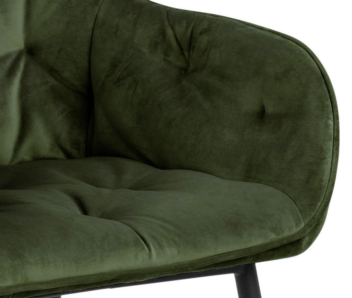 STOL MED ARMSTÖD stål velour  - grön/svart, Trend, metall/textil (58/83/55cm)