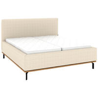 POLSTERBETT Matratze, Lattenrost, Bettkasten 180/200 cm  in Creme  - Creme/Graphitfarben, Design, Holz/Textil (180/200cm) - Musterring