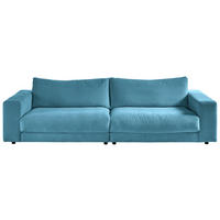 3-SITZER-SOFA in Cord Petrol  - Petrol/Schwarz, Design, Kunststoff/Textil (290/86/127cm) - Lomoco