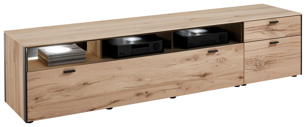 LOWBOARD Anthrazit, Eichefarben  242/55/53 cm  - Eichefarben/Anthrazit, Design, Glas/Holz (242/55/53cm) - Schöner Wohnen